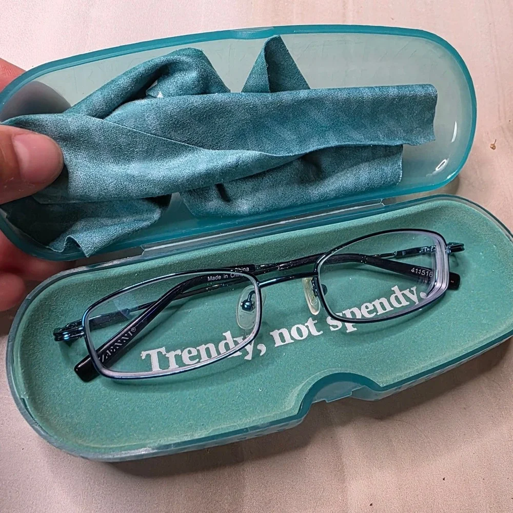 Zenni Optical 411516 Blue Rectangular Frames Only Full‎ Rim Frame with Case D1
